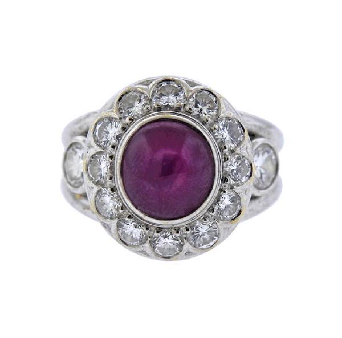 18K Gold Diamond Star Pink Sapphire Ring (1 of 4)