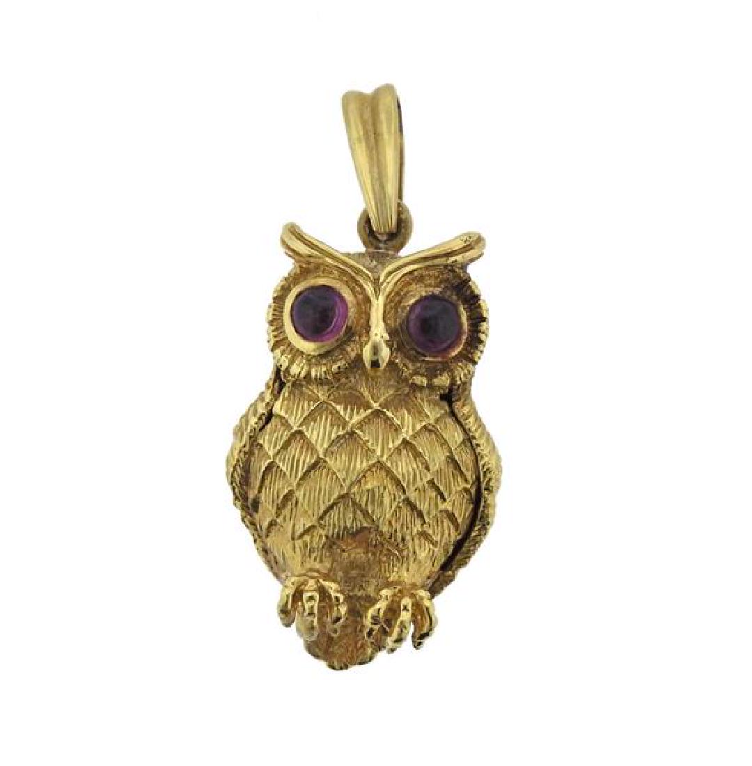 18k Gold Ruby Owl Pendant (1 of 3)