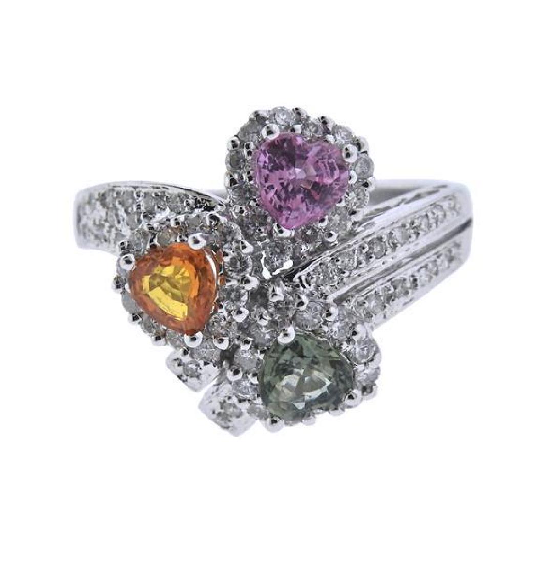 18k Gold Diamond Multi Gemstone Ring (1 of 3)
