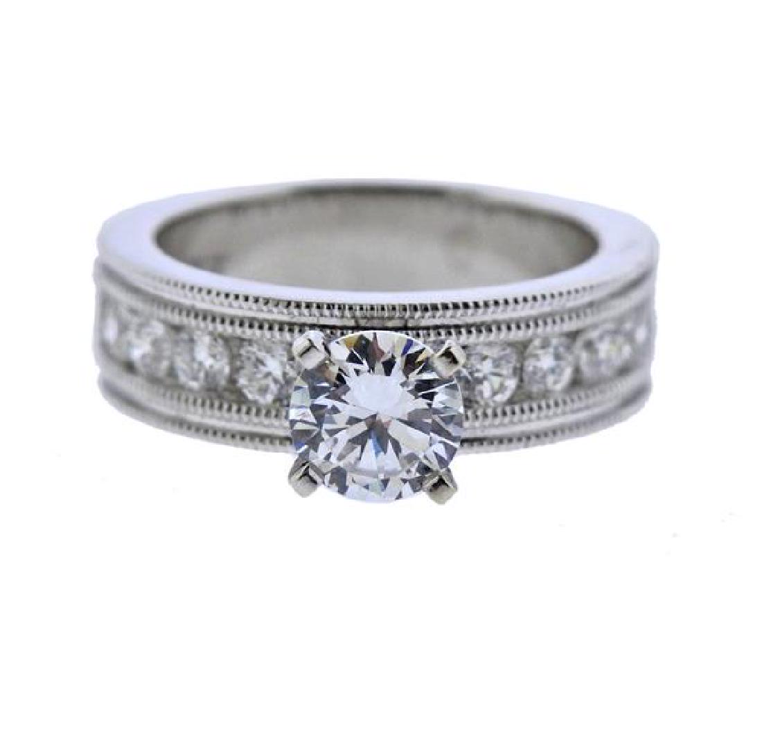 14K Gold Diamond Wide Engagement Ring Mounting (1 of 3)