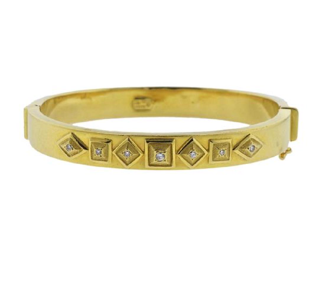 Ilias Lalaounis 18K Gold Diamond Bangle Bracelet (1 of 3)