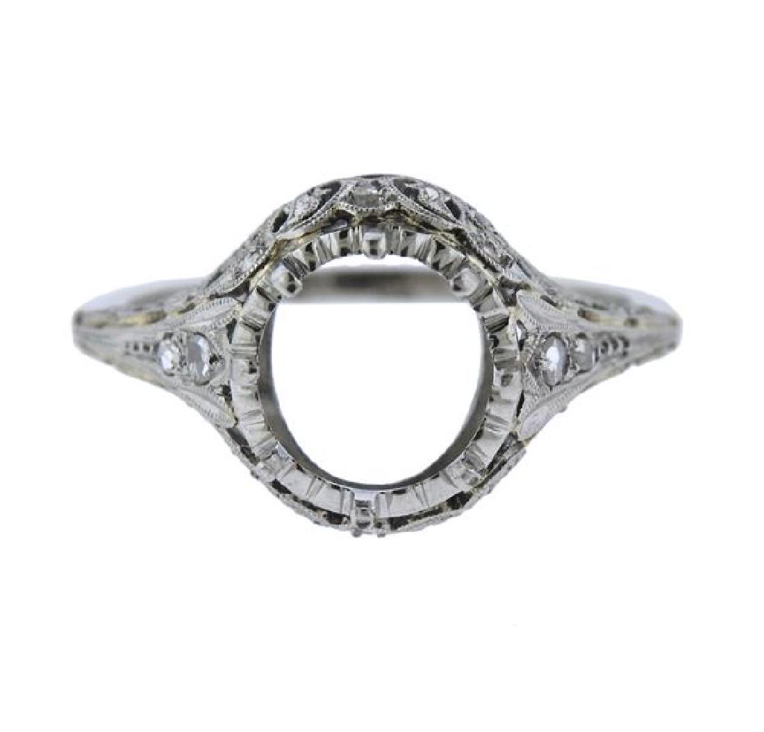 Art Deco Filigree Platinum Diamond Ring Mounting (1 of 3)