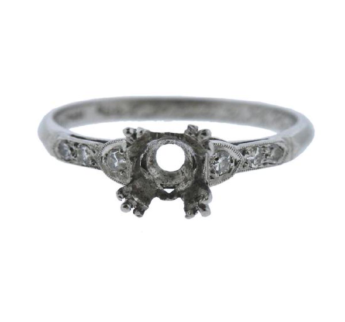 Art Deco Platinum Diamond Engagement Ring Mounting (1 of 4)