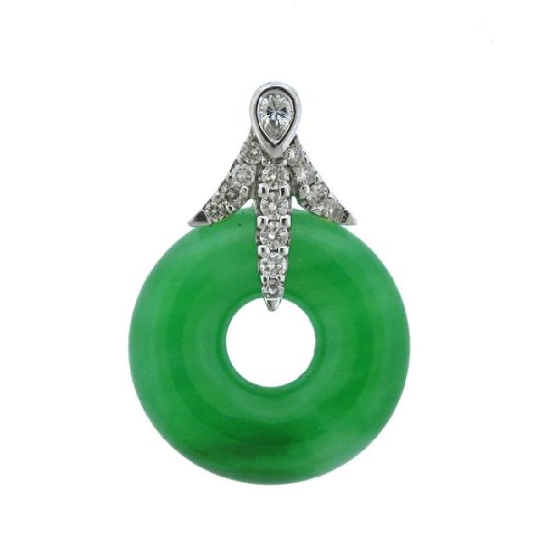 18K Gold Diamond GIA Jade Pendant (1 of 4)