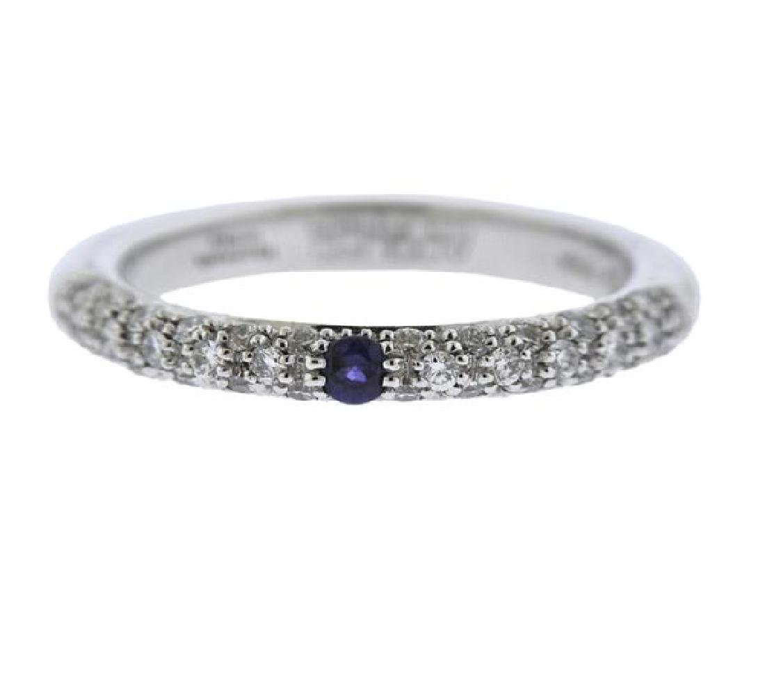 Adolfo Courrier Pop 18K Gold Diamond Sapphire Band Ring (1 of 3)