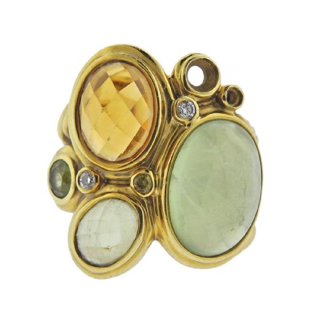 David Yurman Mosaic 18K Gold Diamond Multi Stone Ring (1 of 4)