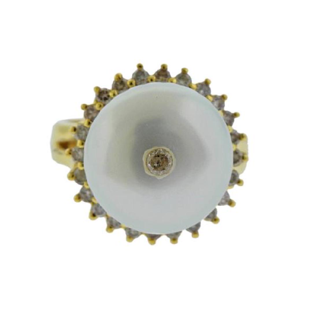 14K Gold Diamond Pearl Ring (1 of 5)