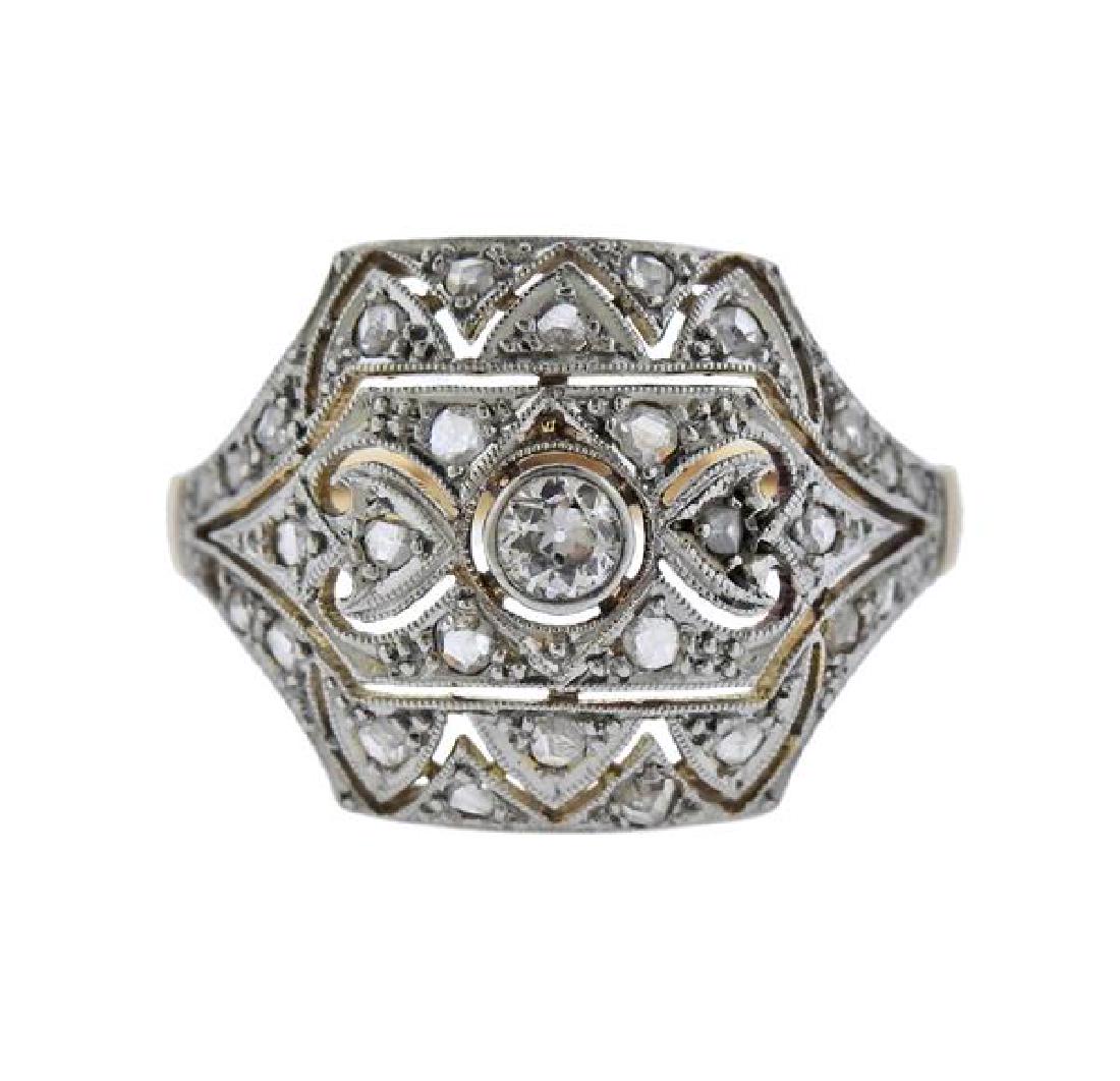 Art Deco 18K Gold Platinum Diamond Ring (1 of 4)