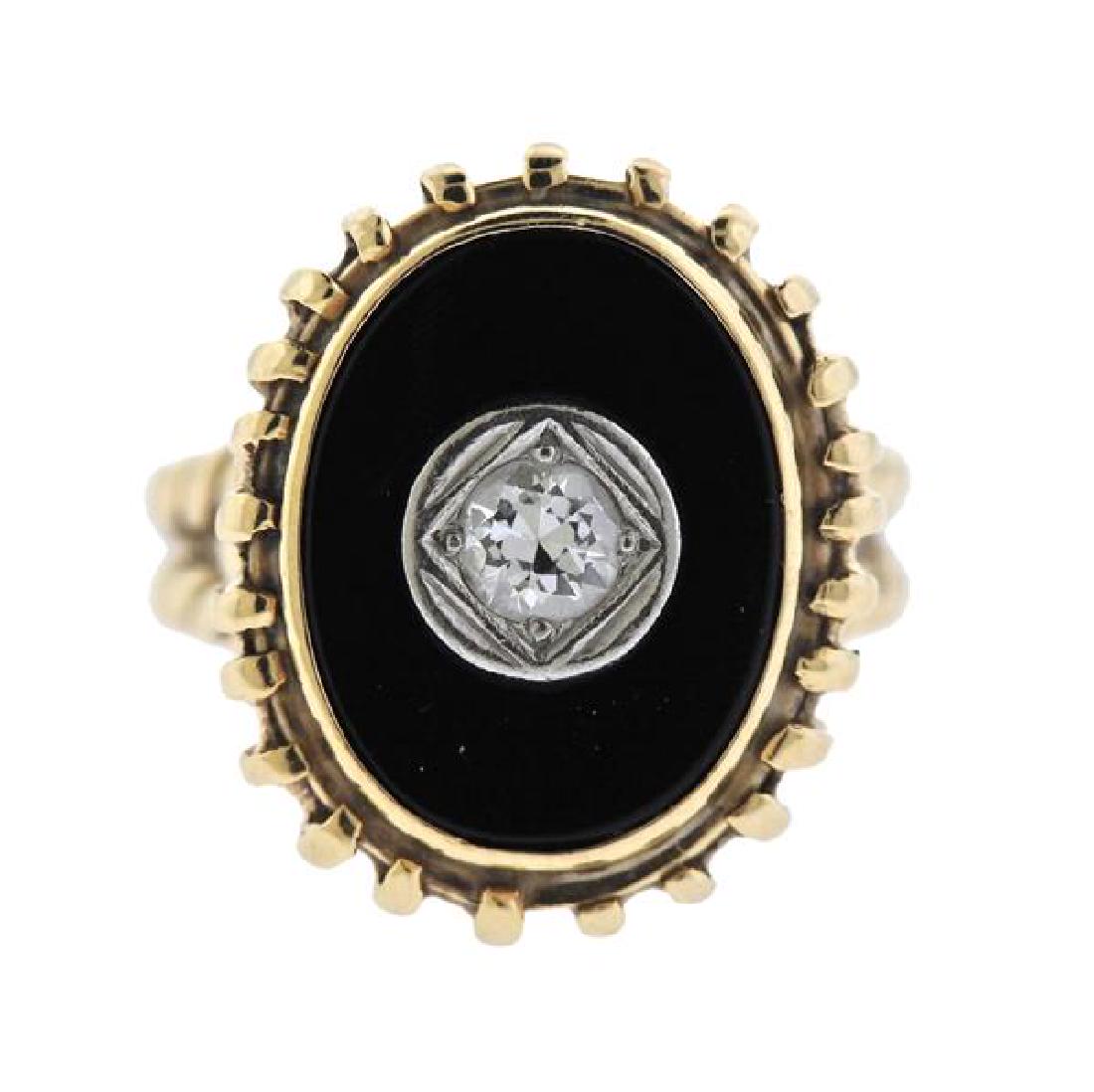 14k Gold Diamond Onyx Ring (1 of 4)