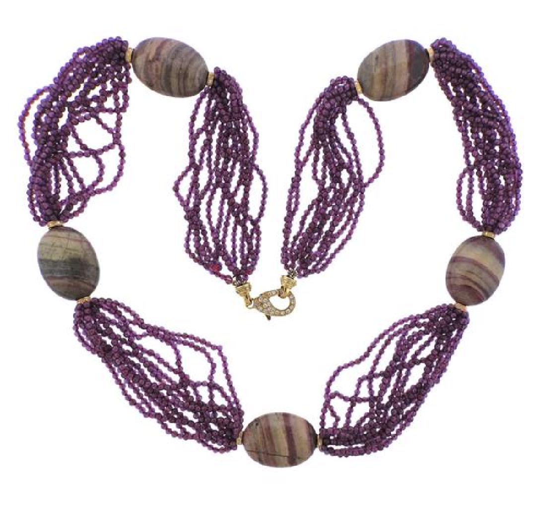 18l Gold Jasper Diamond Bead Necklace (1 of 4)