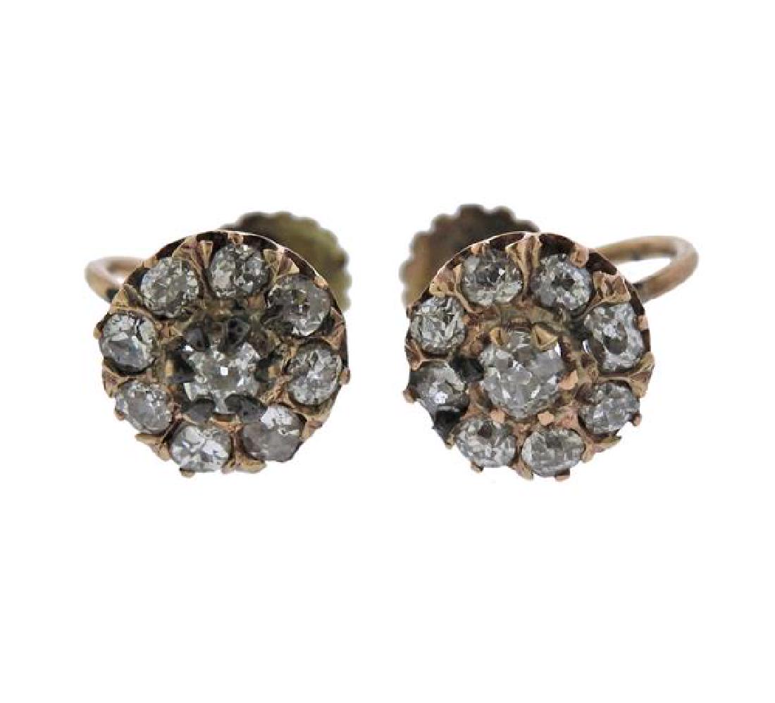 Antique 18K Gold Diamond Stud Earrings (1 of 3)