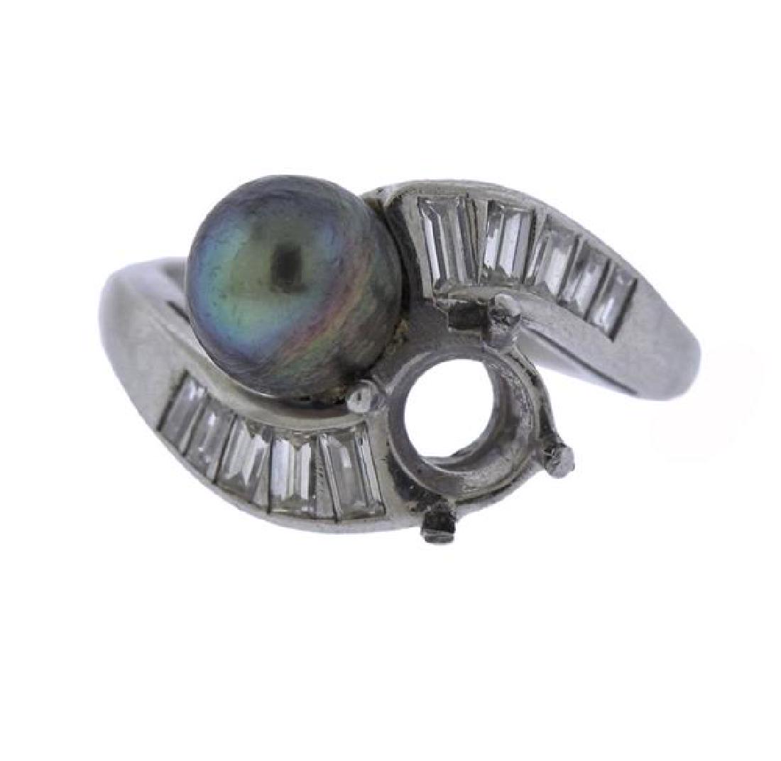 Platinum Diamond Pearl Bypass Ring Mounting (1 of 3)