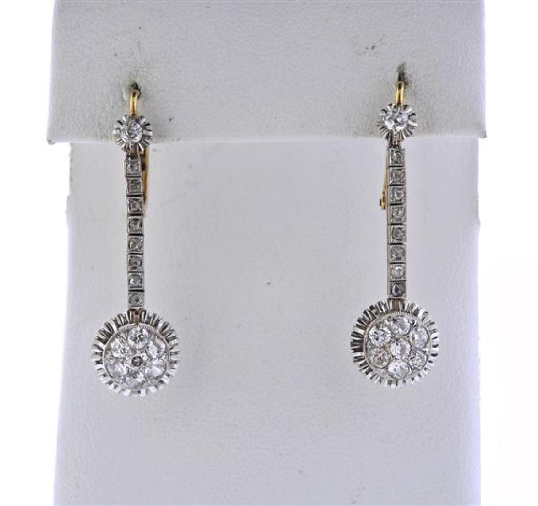 Antique 18K Gold Diamond Drop Earrings (1 of 4)