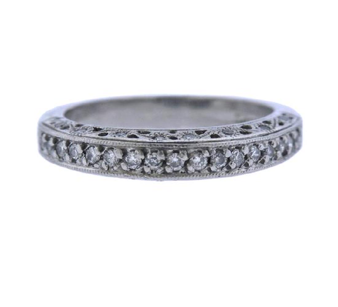 Art Deco Platinum Diamond Wedding Band Ring (1 of 3)