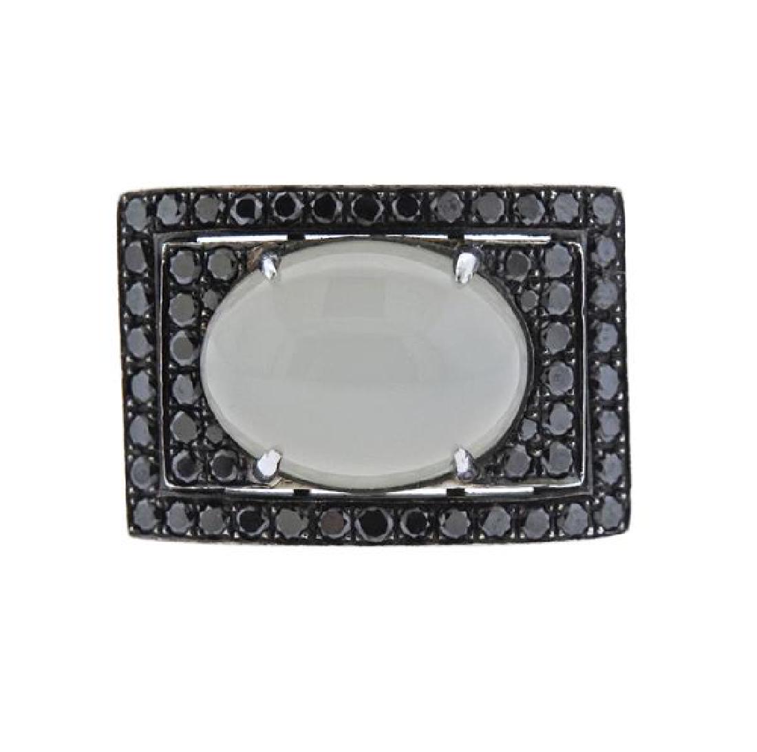 18K Gold Black Diamond Moonstone Ring (1 of 4)