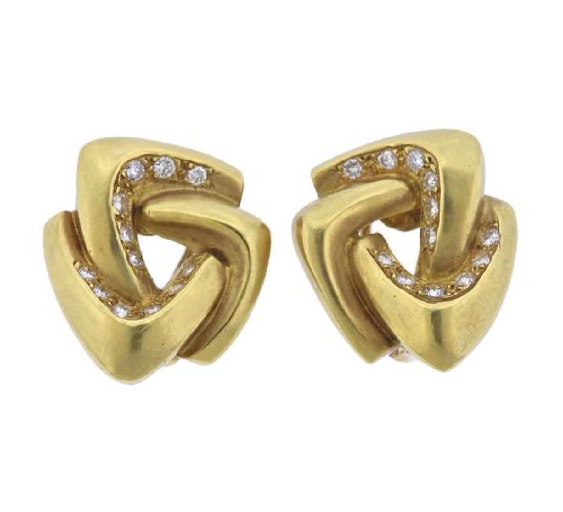 Marlene Stowe 18K Gold Diamond Triangle Earrings (1 of 4)