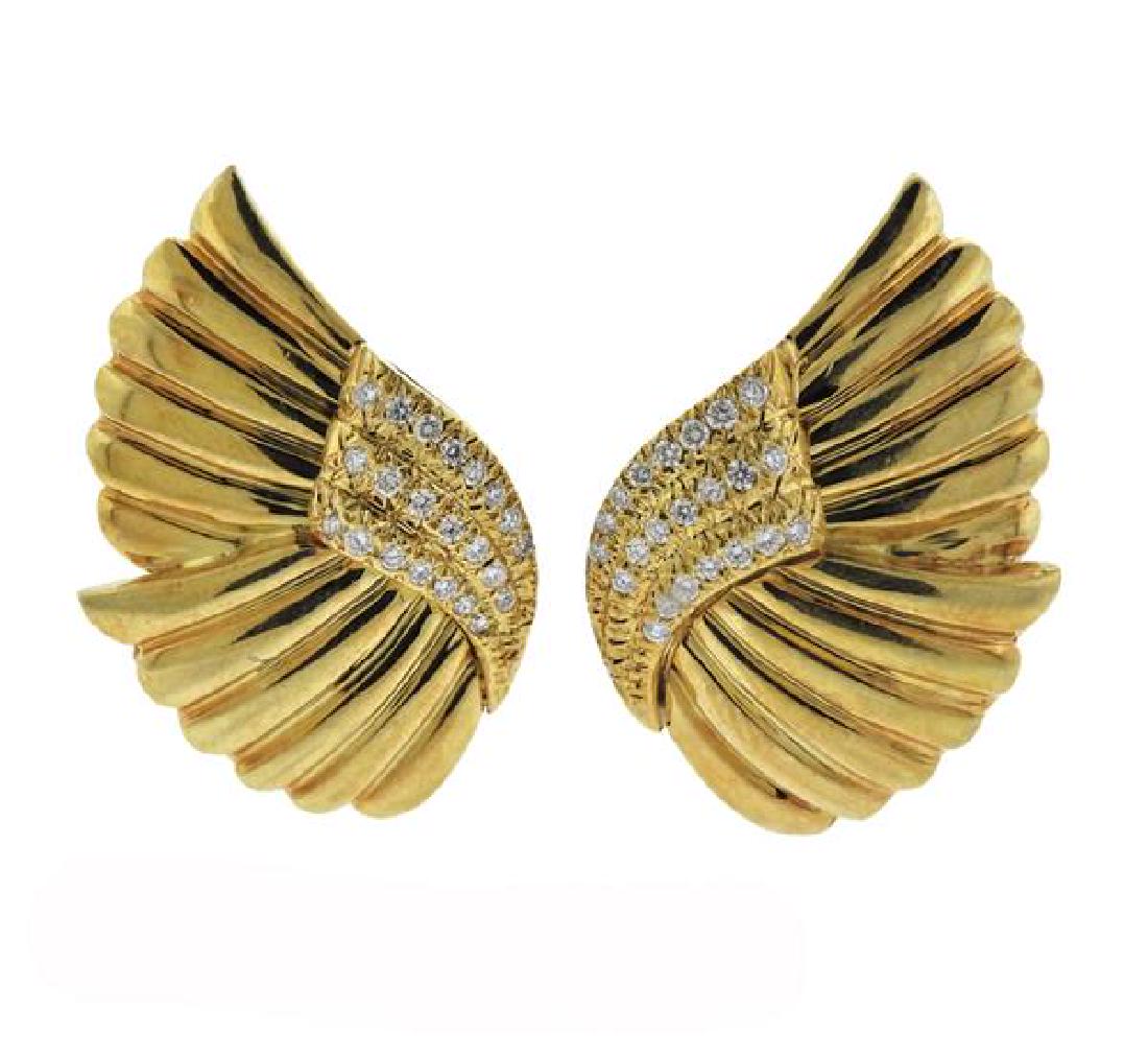 Tiffany & Co 18K Gold Diamond Earrings (1 of 5)