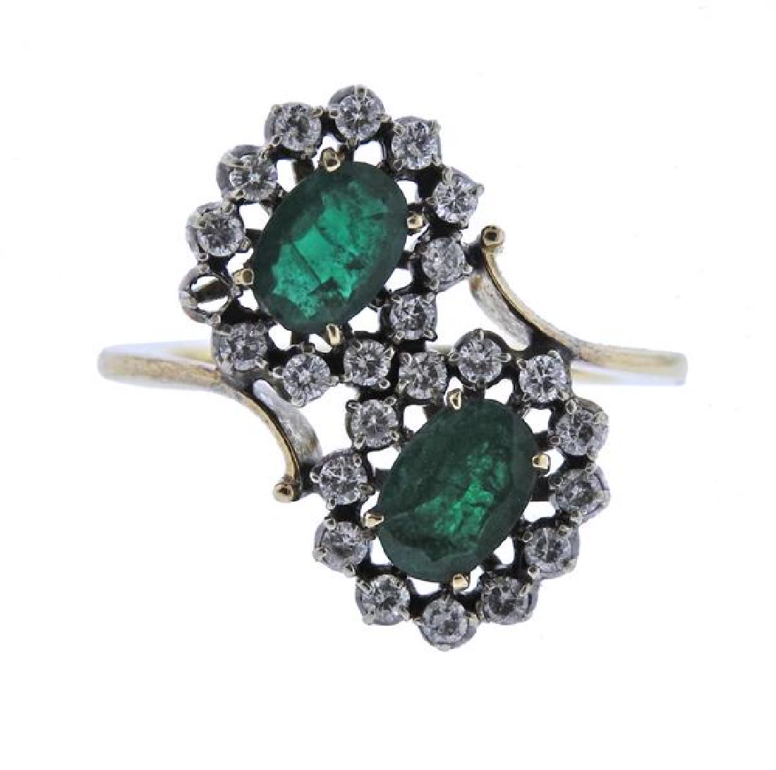 18K Gold Diamond Emerald Bypass Ring (1 of 4)