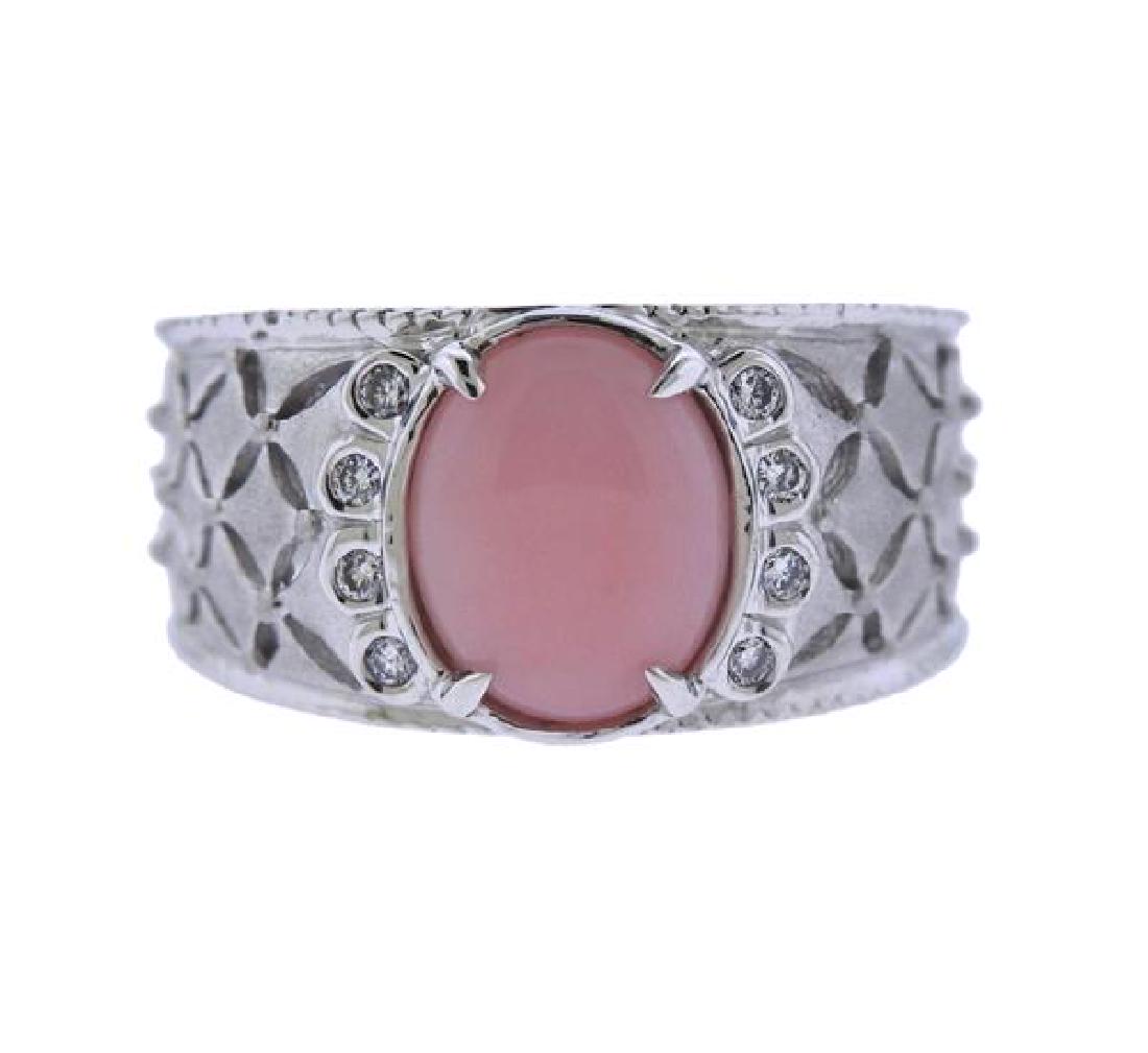 14k Gold Pink Stone Diamond Ring (1 of 3)