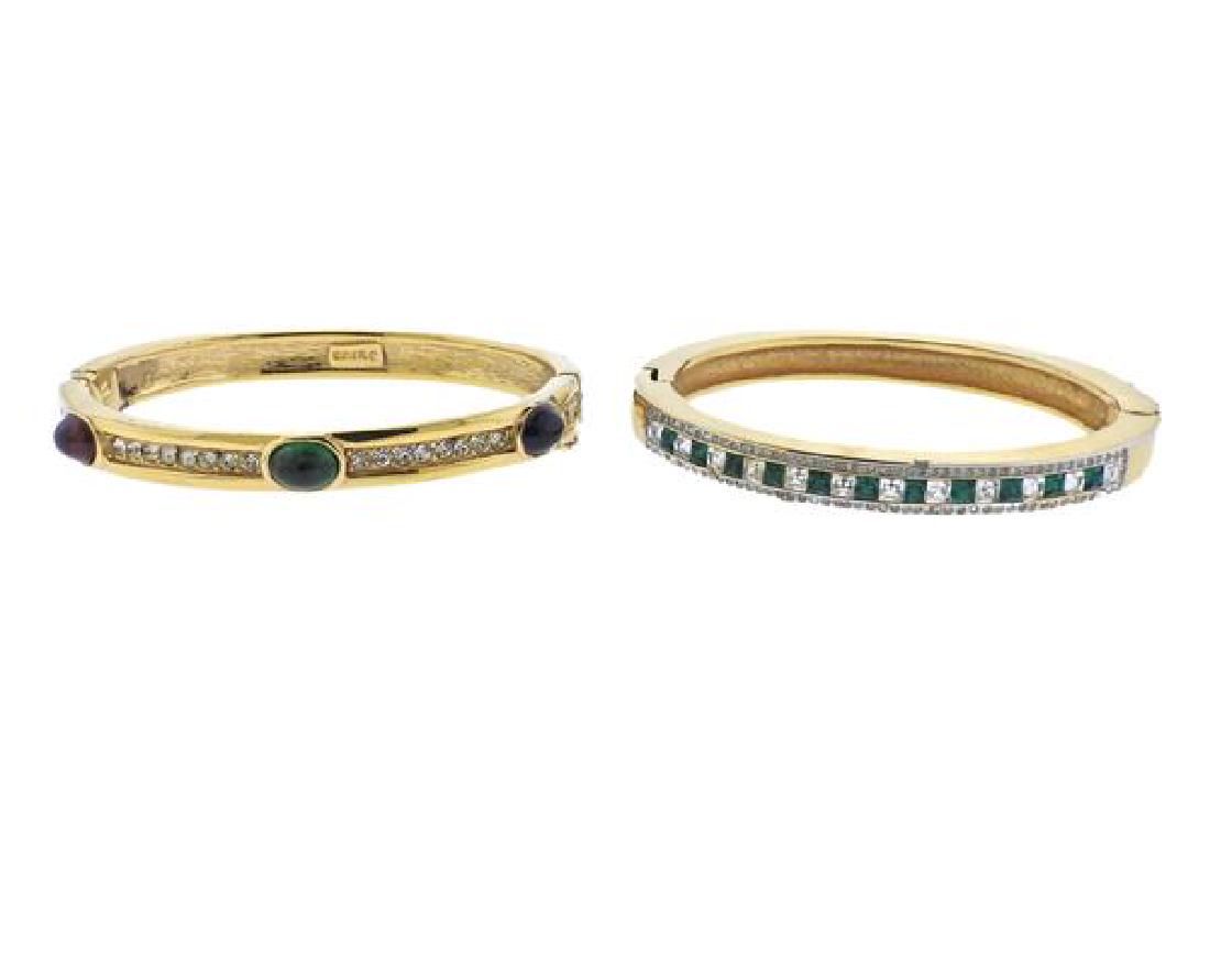 Metal Color Stone Costume Bracelet Lot of 2 (1 of 4)