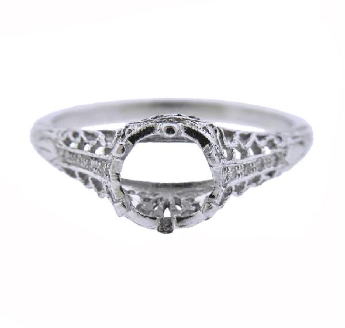 Art Deco Platinum Diamond Engagement Ring Setting (1 of 3)