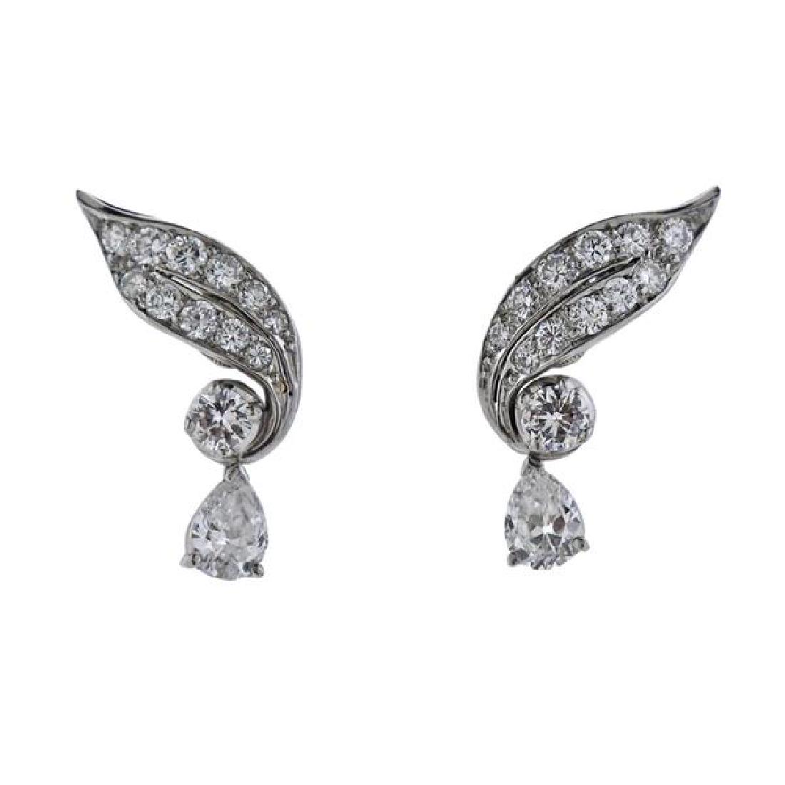 Mid Century Platinum Diamond Earrings (1 of 4)