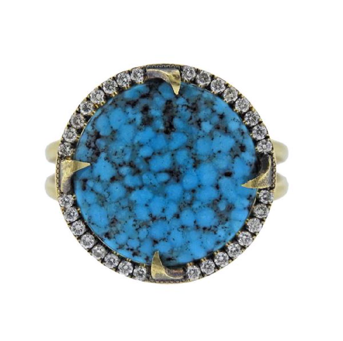 Sylvie & Cie 18k Gold Diamond Turquoise Ring (1 of 5)