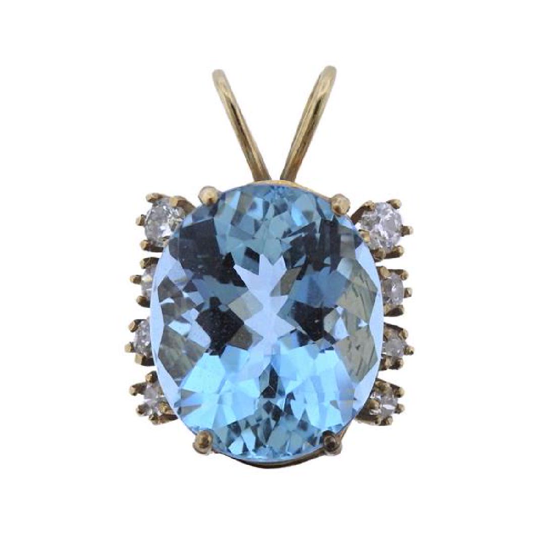 19ct Aquamarine 14k Gold Diamond Pendant (1 of 3)