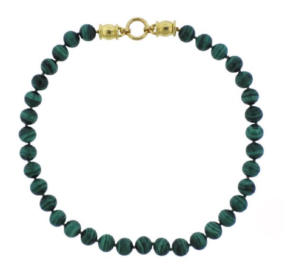 Elizabeth Locke 18k Gold Malachite Bead Necklace (1 of 4)