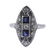 Art Deco Platinum 18K Gold Diamond Blue Stone Ring