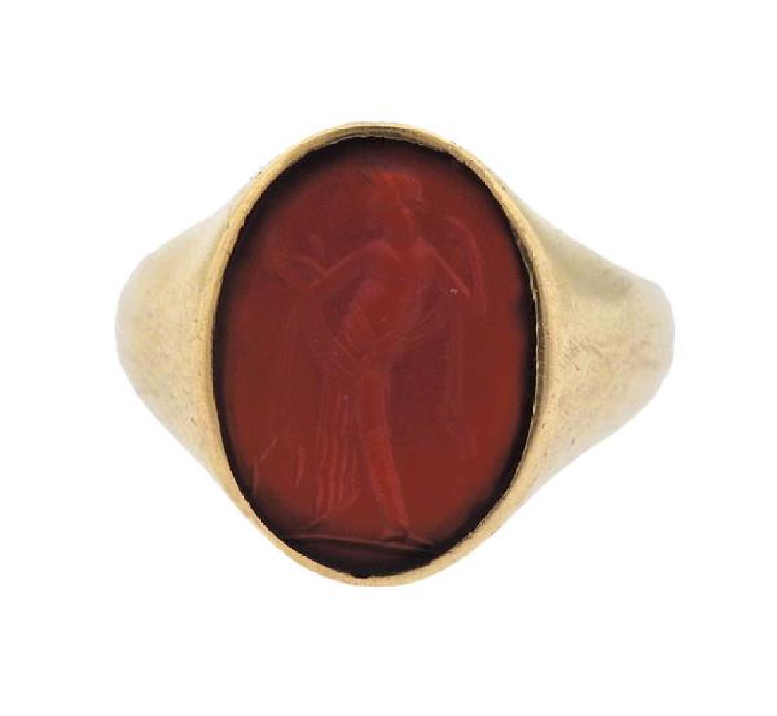 Antique 18K Gold Intaglio Stone Ring (1 of 3)
