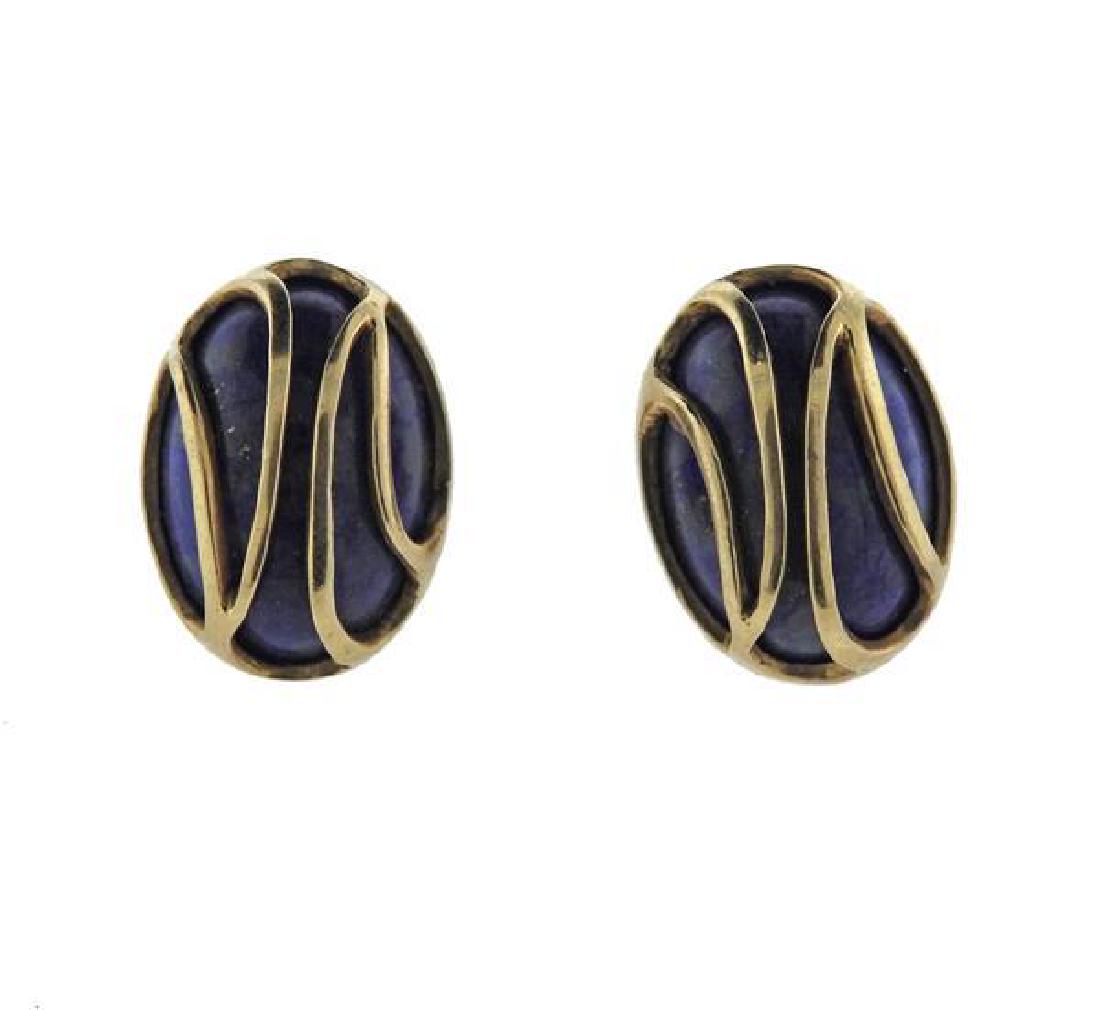 14k Gold Lapis Lazuli Stud Earrings (1 of 3)