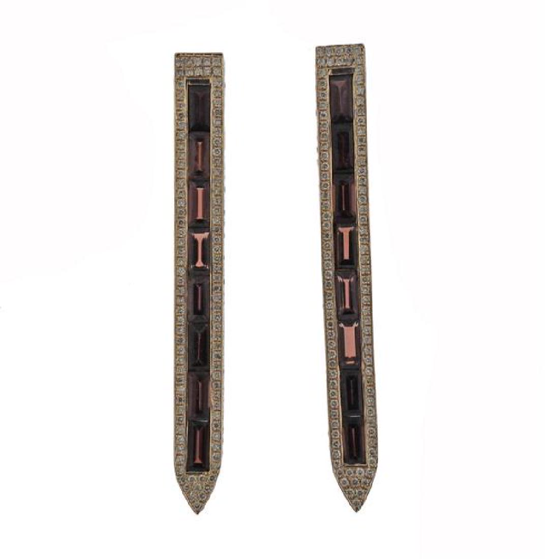 Ralph Masri Sacred Windows Gold Diamond Garnet Earrings (1 of 4)