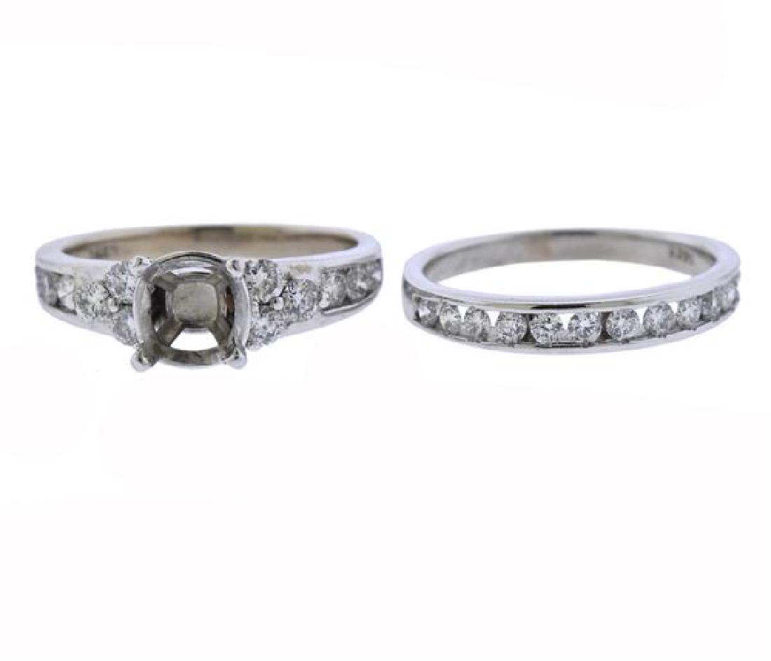 14K Gold Diamond Wedding Engagement Ring Mounting Set (1 of 4)