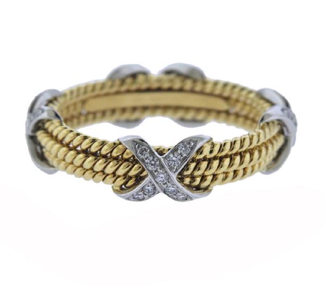 Tiffany & Co Schlumberger Gold Platinum X Rope Ring (1 of 3)