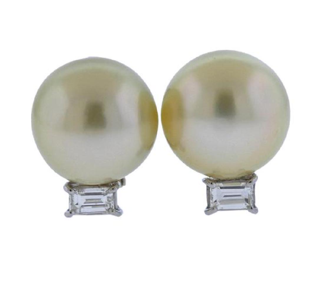 18K Gold Diamond South Sea Pearl Earrings (1 of 3)