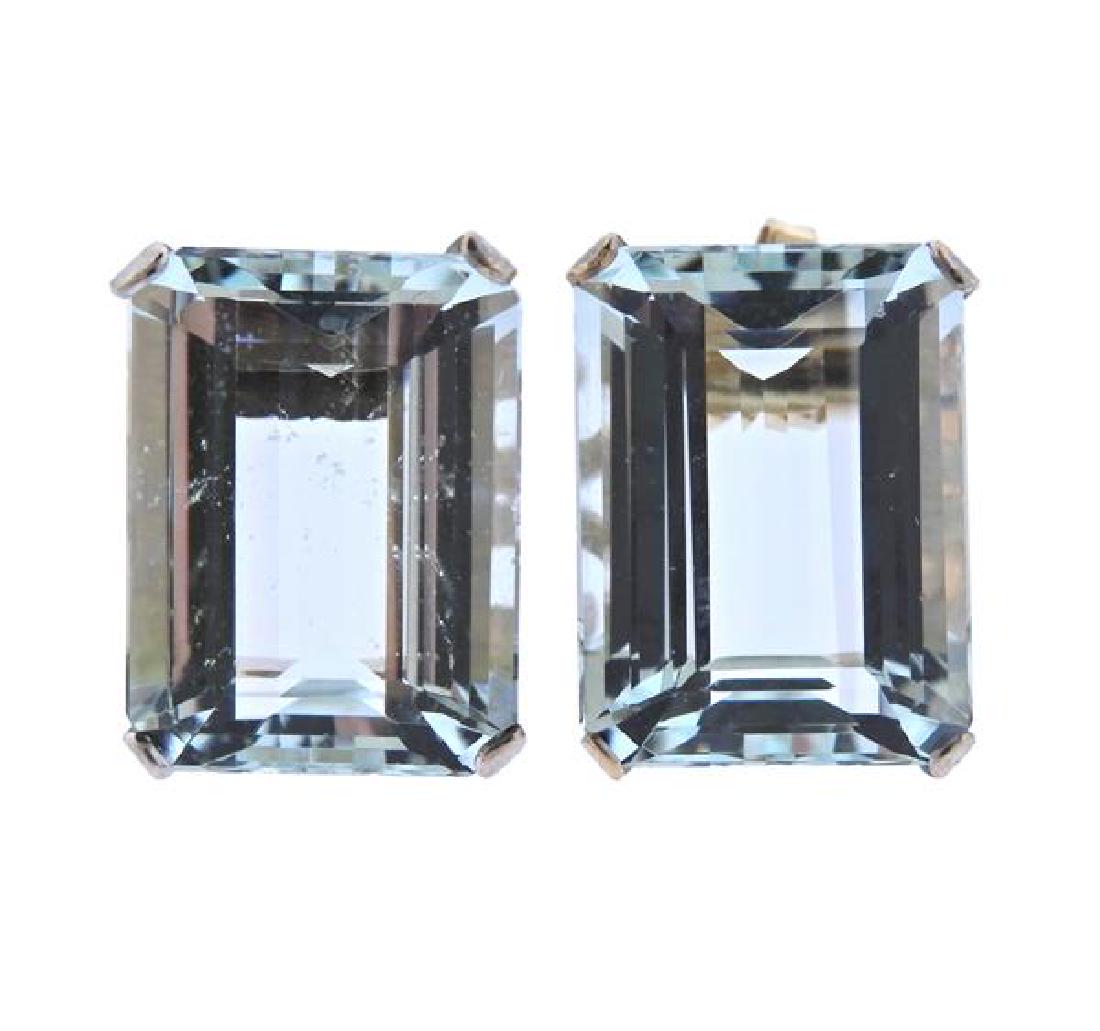 Retro 18K Gold Blue Stone Earrings (1 of 3)