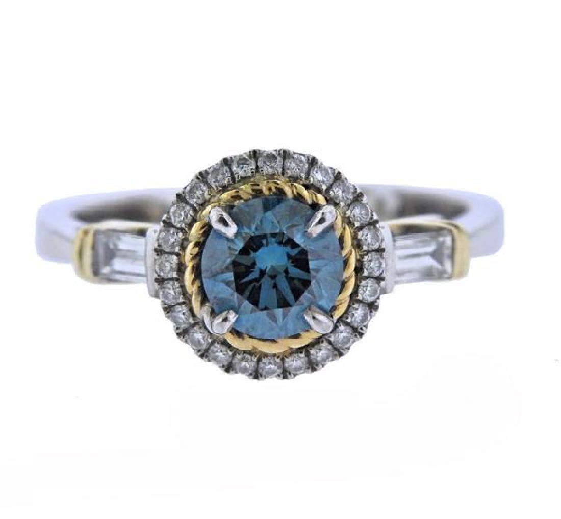 14K Gold Multi Color Diamond Halo Ring (1 of 3)