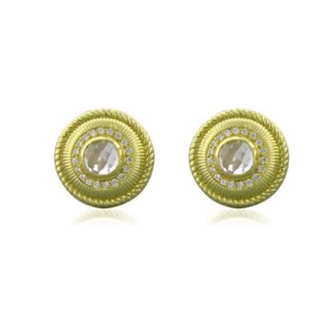 Judith Ripka 18k Gold Crystal Diamond Cufflinks (1 of 3)