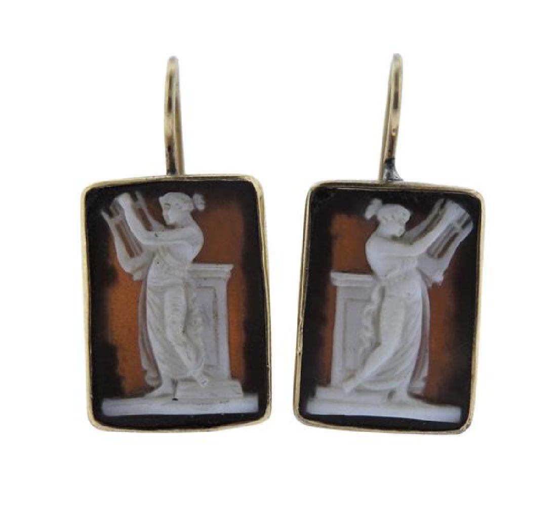 Antique 14K Gold Shell Cameo Earrings (1 of 3)