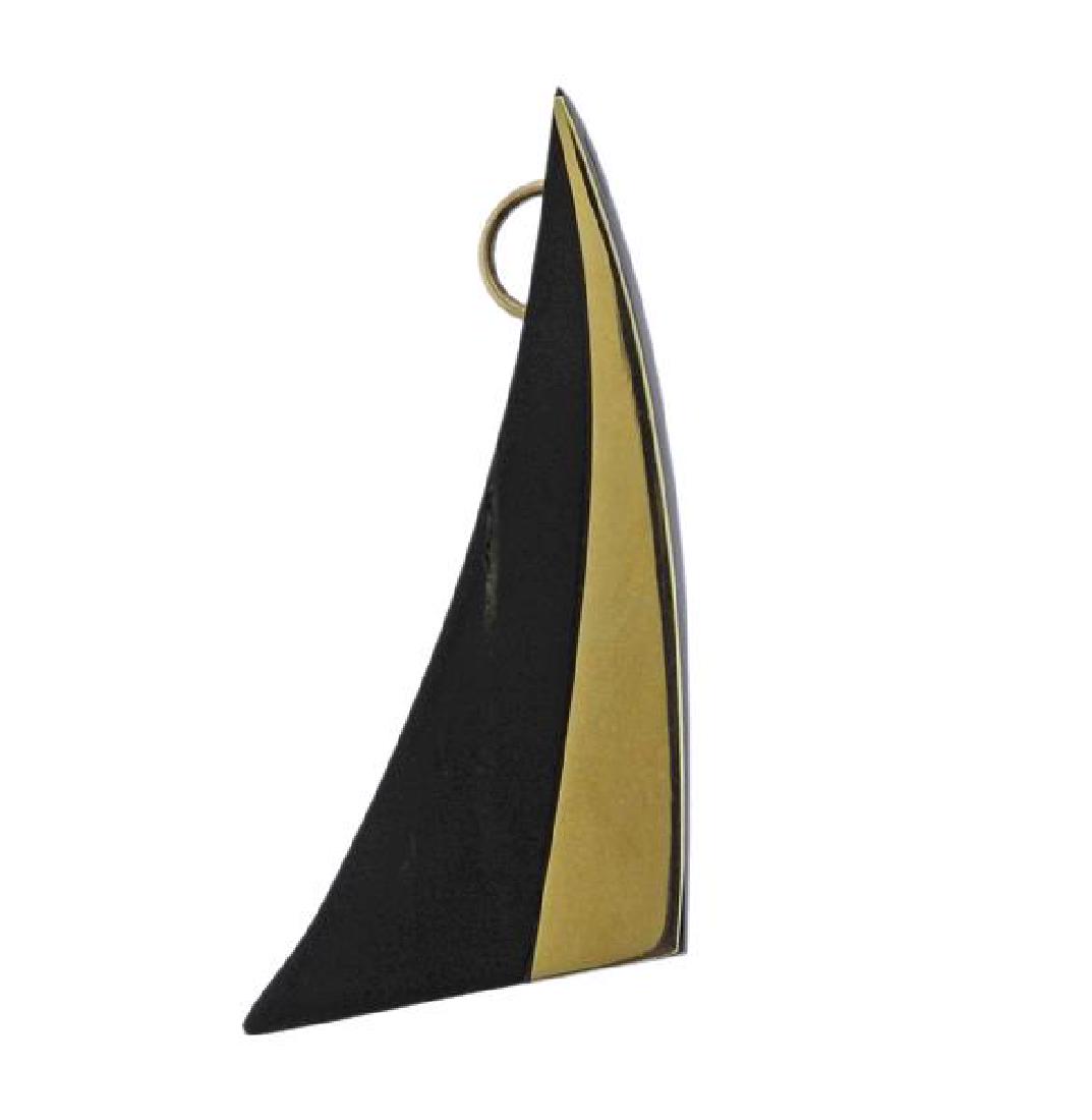 Bernard K. Passman 18K Gold Black Coral Pendant: METAL: 18K gold. GEMSTONES: black coral. MEASUREMENTS: pendant is 49mm long x 23mm at widest point. MARKED: BKP, tested 18K. WEIGHT: 3.8 grams.Gemstones have not been graded for color and clarity ,and