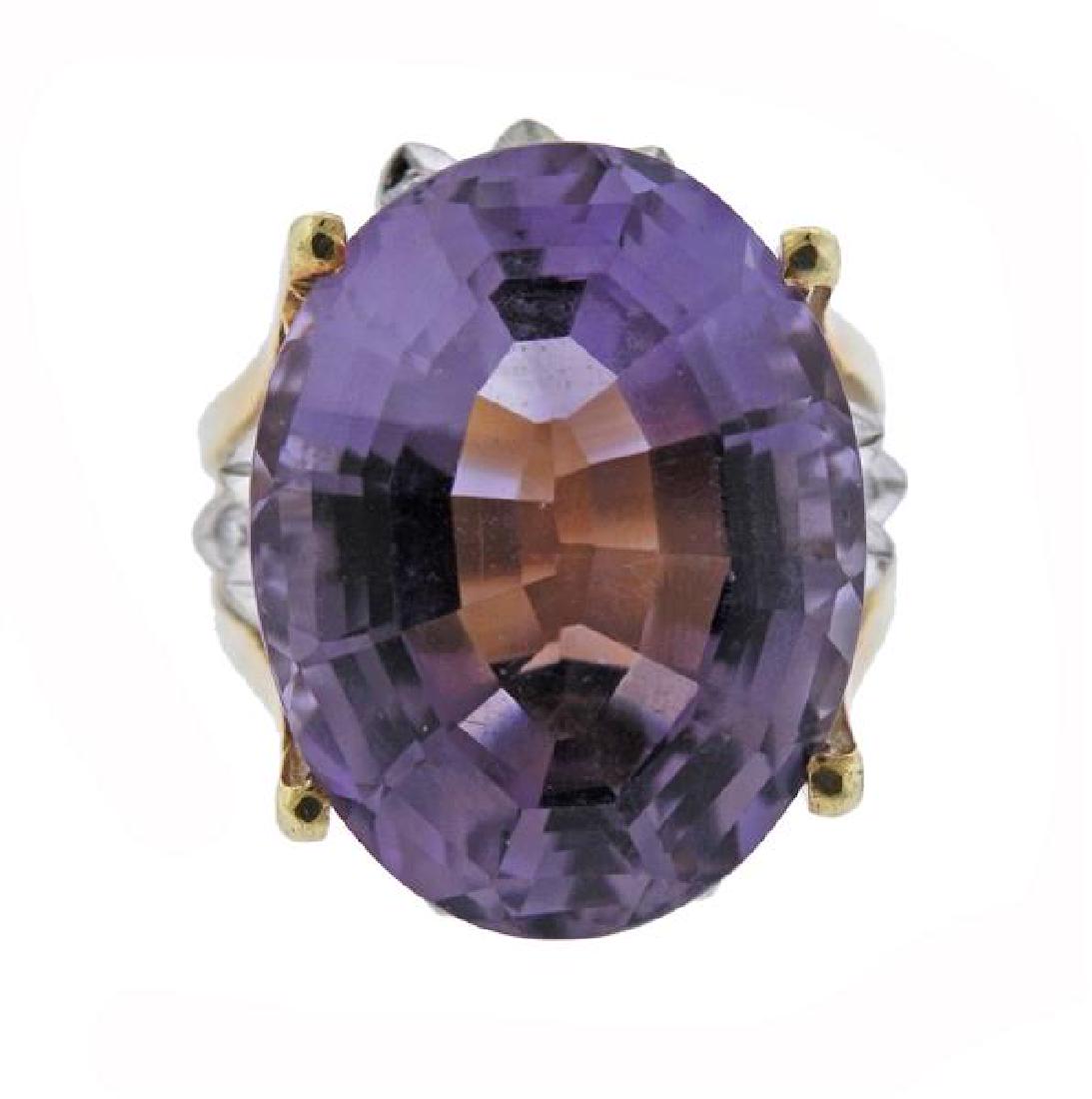 14K Gold Diamond Purple Stone Cocktail Ring (1 of 5)