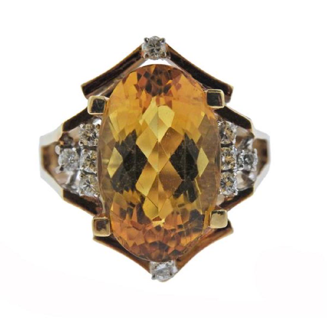 14K Gold Diamond Orange Stone Ring (1 of 3)