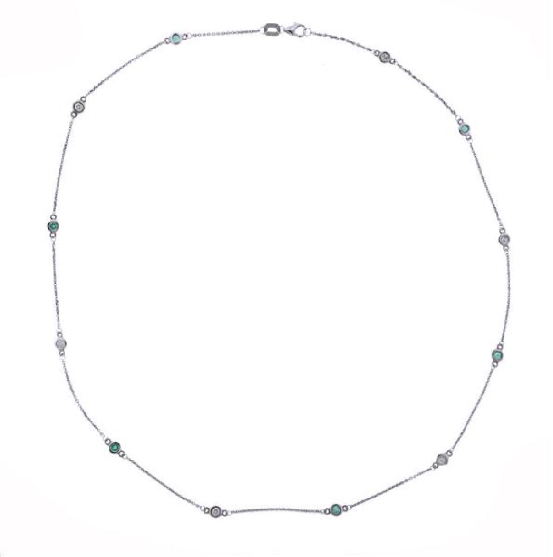 14K Gold Diamond Emerald Station Necklace (1 of 4)