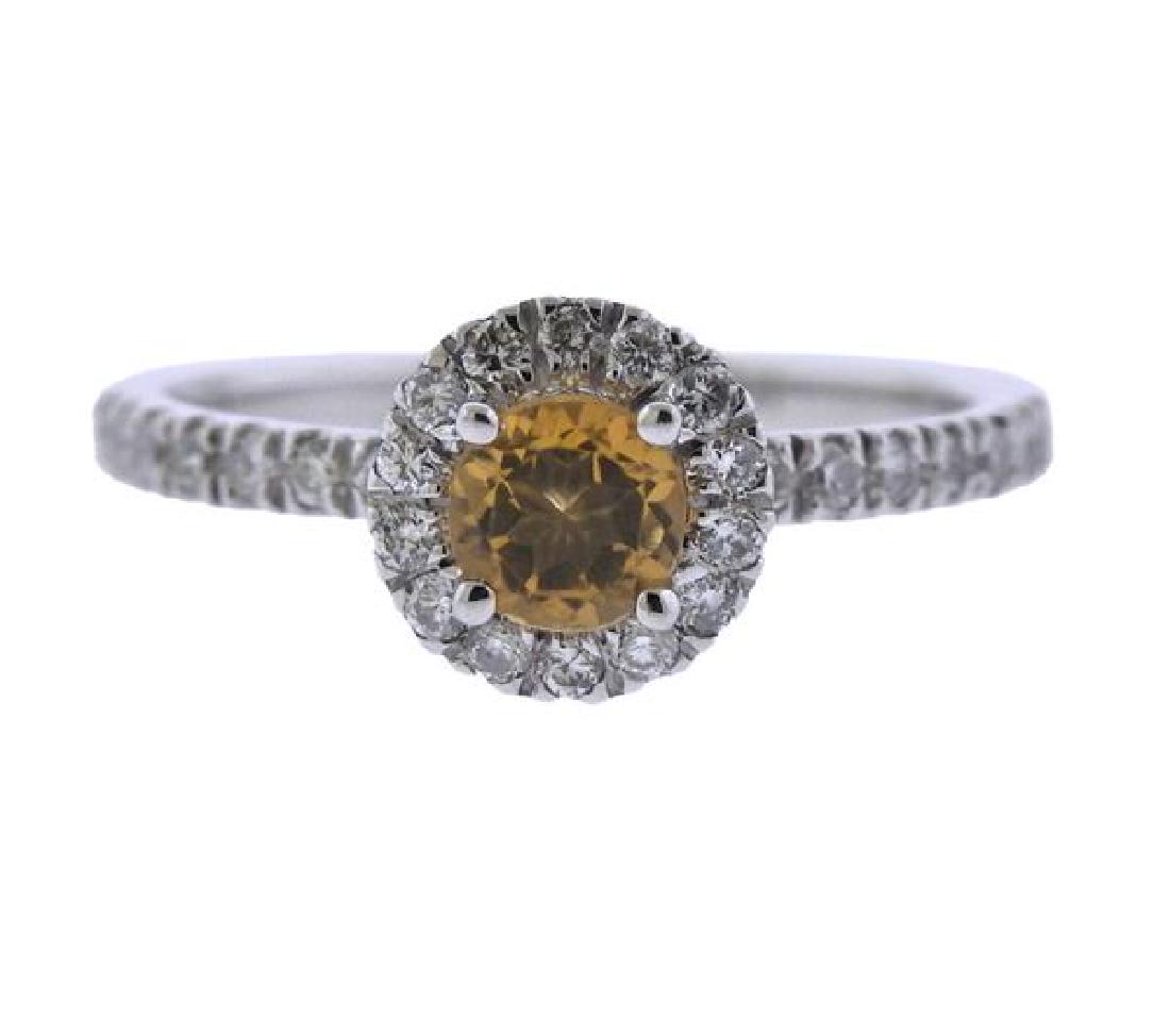 14K Gold Diamond Citrine Halo Ring (1 of 3)