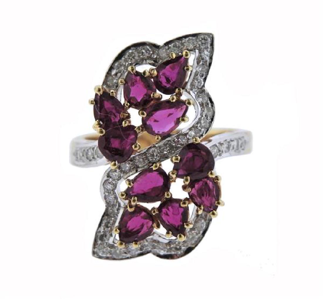 14k Gold Diamond Red Stone Ring (1 of 3)