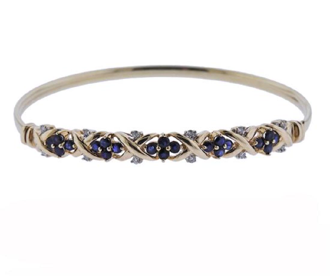 14K Gold Diamond Sapphire Bangle Bracelet (1 of 3)