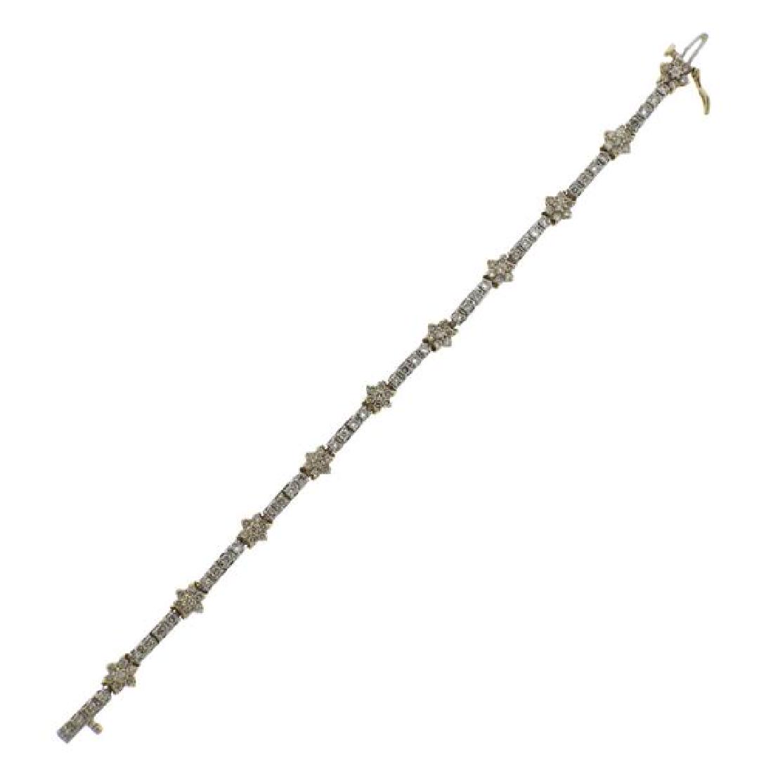 14K Gold Diamond Flower Line Bracelet (1 of 4)