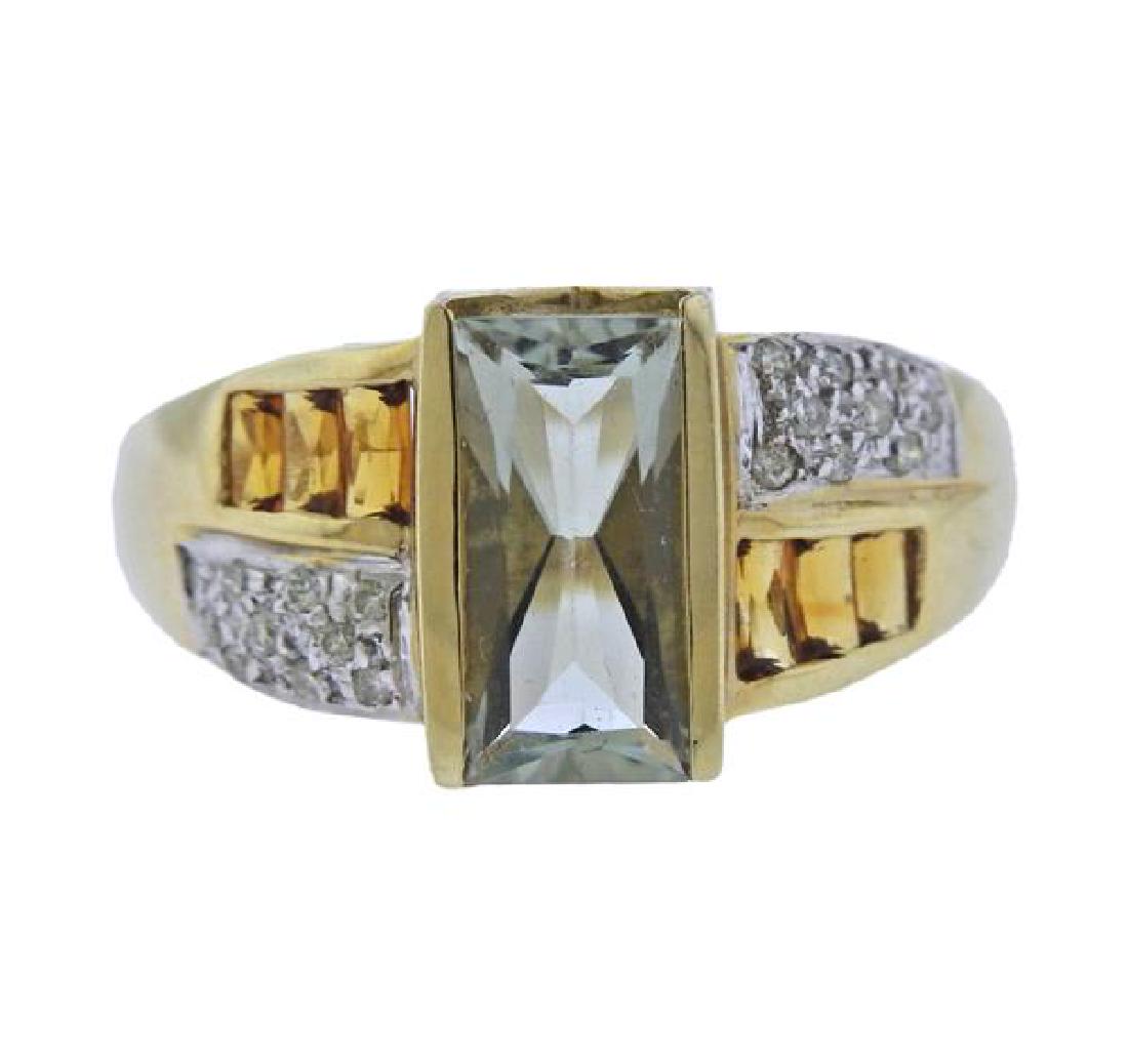 14K Gold Diamond Citrine Green Amethyst Ring (1 of 3)
