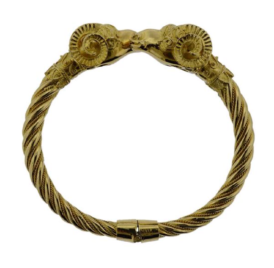 18k Gold Ram's Head Bangle Bracelet (1 of 5)